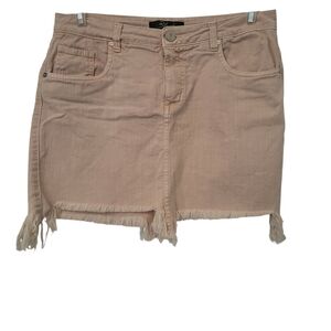 Blessed Raw Edge Denim Skirt Pink sz 40